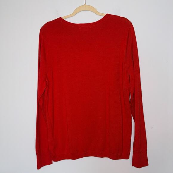 Lands End Womens Holiday Sweater Present Gifts Size XL Red 100% Supima Cotton - Picture 7 of 7